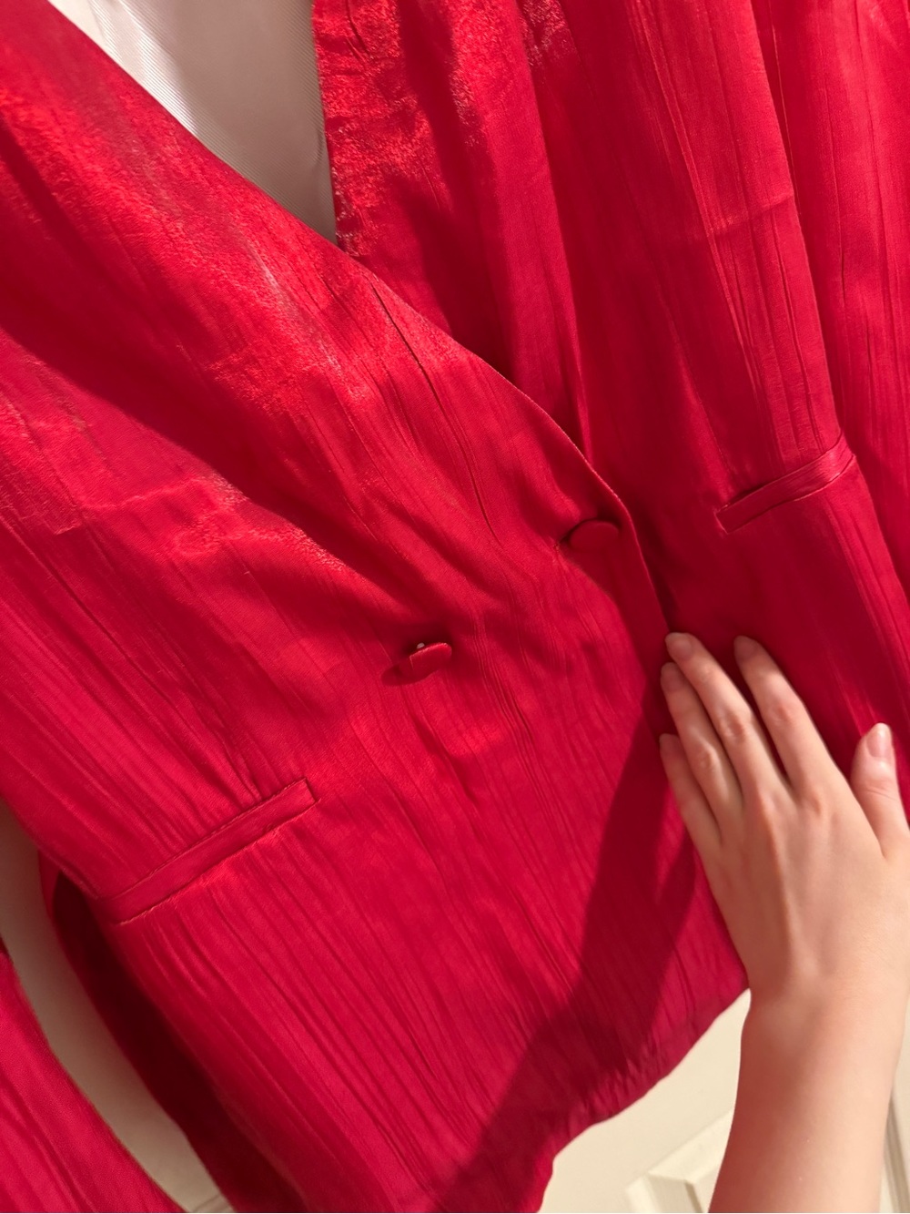 Zara Hot Pink Pleated Tie-Waist Blazer - Picture 5 of 7